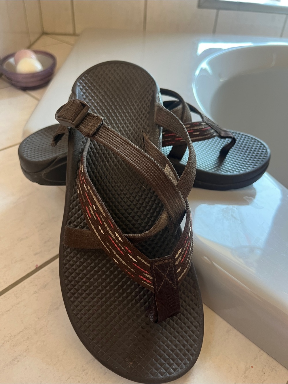 Chaco Brown Multicolor Strap Women's Sandals - Picture 4 of 5